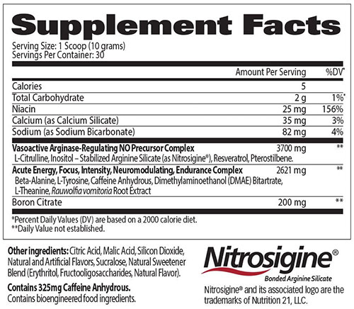 Nitraflex Supplement Facts Image