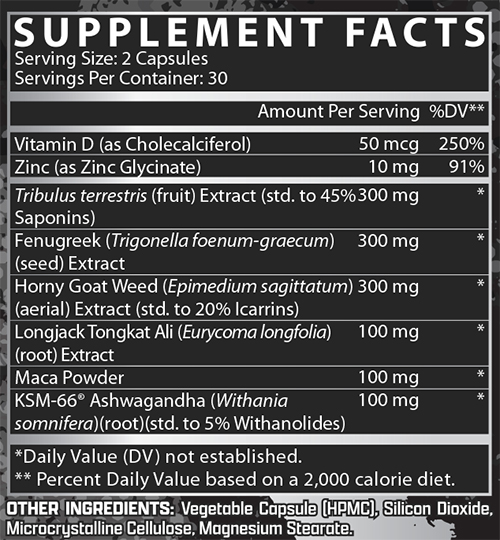 Nutrex T Up Max Supplement Facts Image