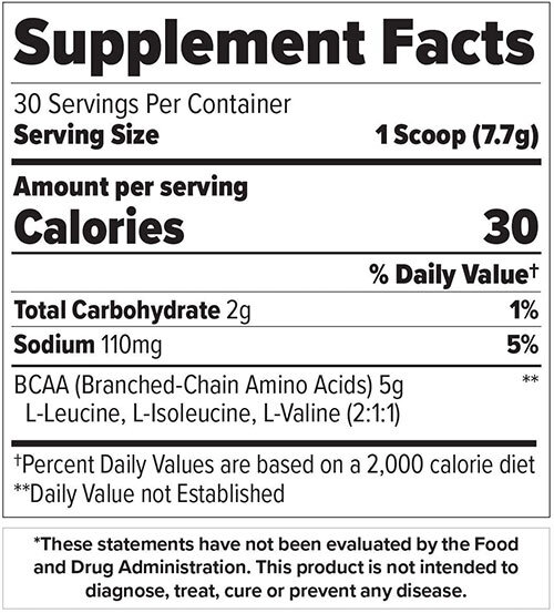 FinaFlex BCAA Supplement Facts