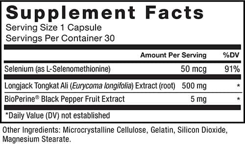 Force Factor Longjack Tongkat Ali Supplement Facts Image