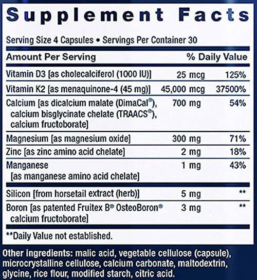 LE Bone Restore Elite Supplement Facts