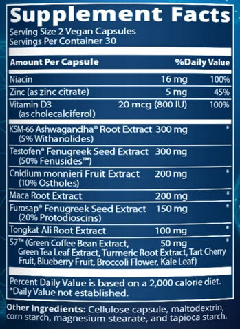 MRM Testosterone Again Supplement Facts