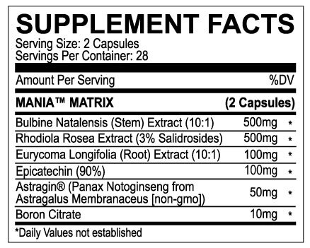 Myoblox Mania Supplement Facts