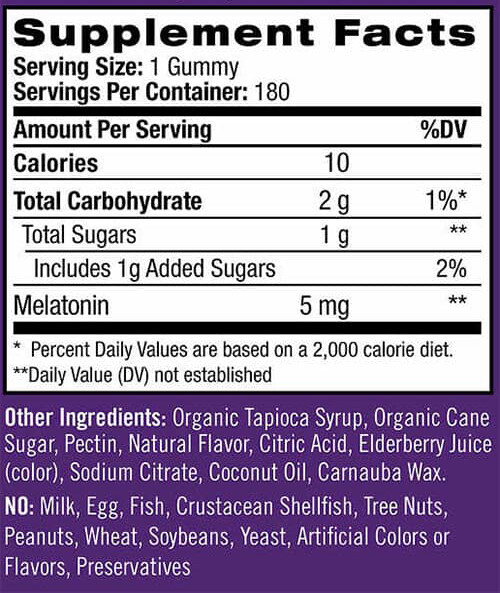 Natrol Melatonin Gummies Supplement Facts