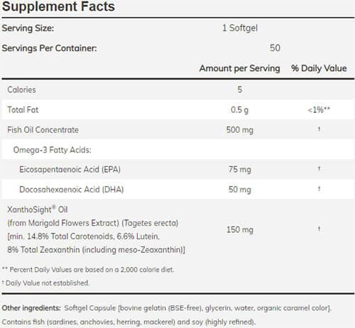 NOW Macular Vision Supplement Facts