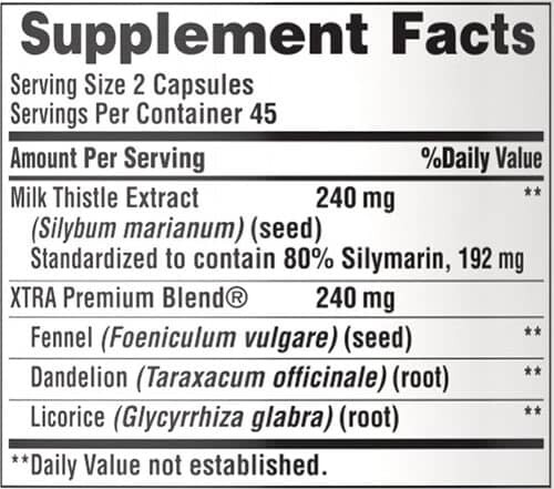 Puritan Pride Milk Thistle Liver Complex Supplement Facts