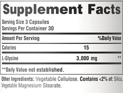 Puritans Pride Glycine Supplement Facts