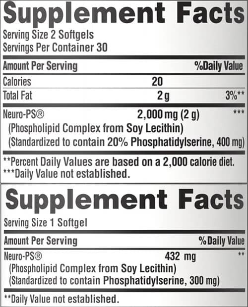 Puritan's Pride Neuro PS Supplement Facts