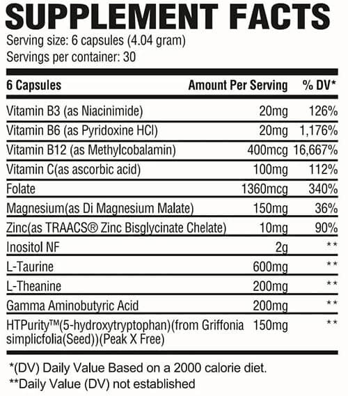 Revive Calm+ Supplement Facts