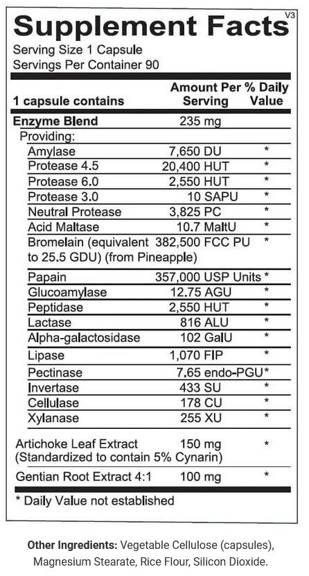 Revive Digest Aid Supplement Facts